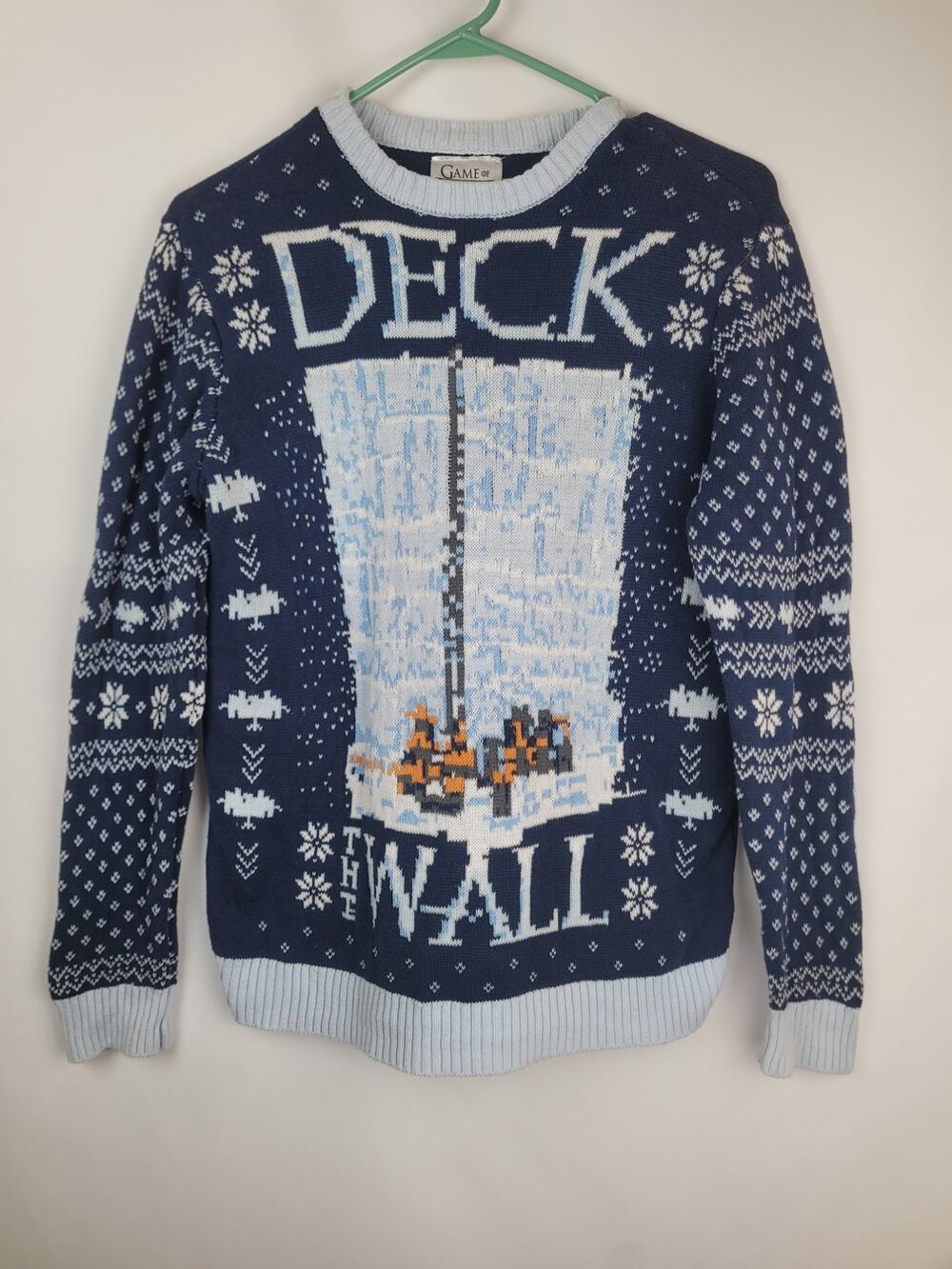 Game of Thrones Size M Ugly Christmas Sweater Deck The Wall HBO Navy Blue